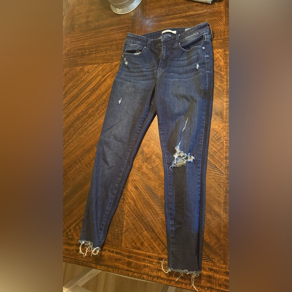 eunina Dark Blue Skinny Distressed Jeans